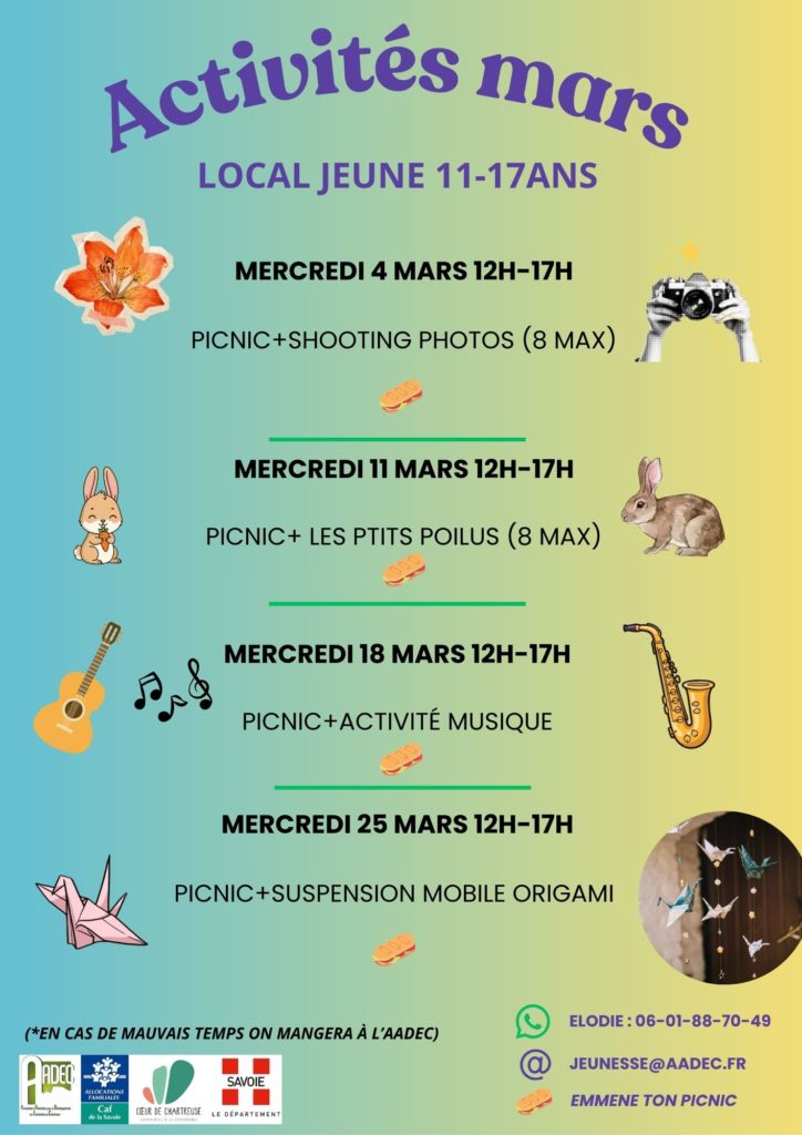 Activités auxi jeunes 11/17